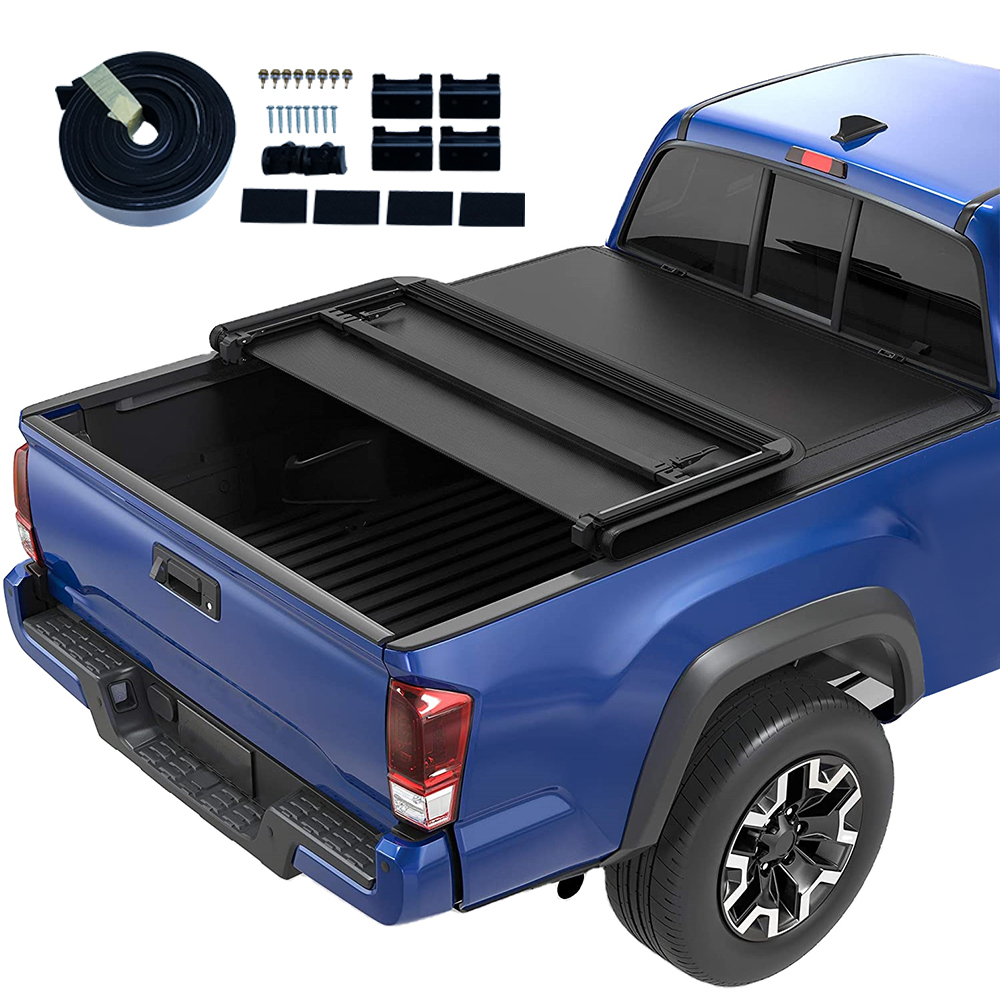 China factory wholesale price pickup truck soft tri fold cover lid for Dodge Toyota Ford Chevrolet GMC